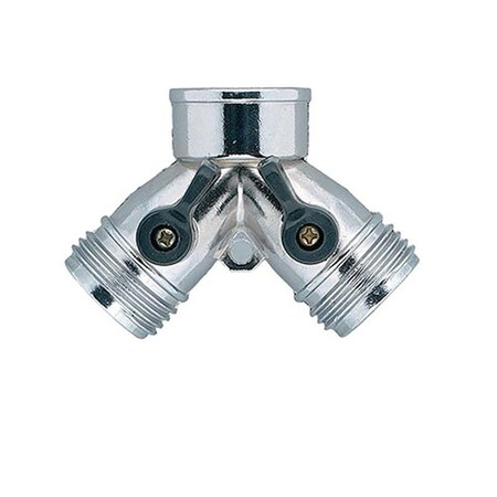 Orbit Zinc Threaded 2 Male/1 Female Y-Hose Connector with Shut Offs 58061N